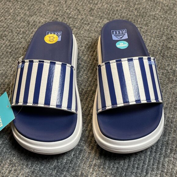 Reef Cushion Bondi Bay Women 8 Platform Slide Sandals Bluestone Lane Blue NEW - Picture 5 of 9